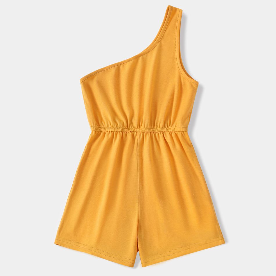 Yellow One Shoulder Sleeveless Romper for Mom and Me Yellow big image 3