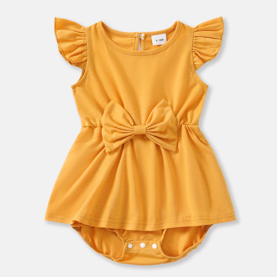 Yellow One Shoulder Sleeveless Romper for Mom and Me Yellow big image 7