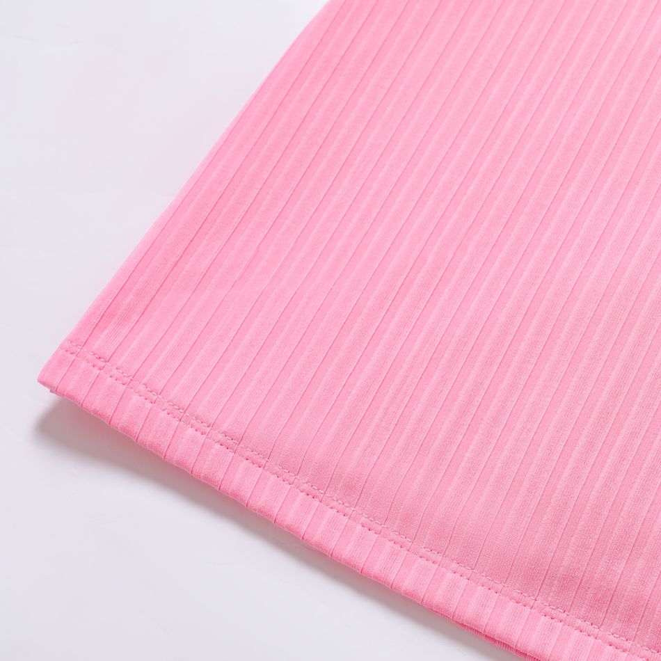 Toddler Girl Button Design Ribbed Cami Dress pink big image 4