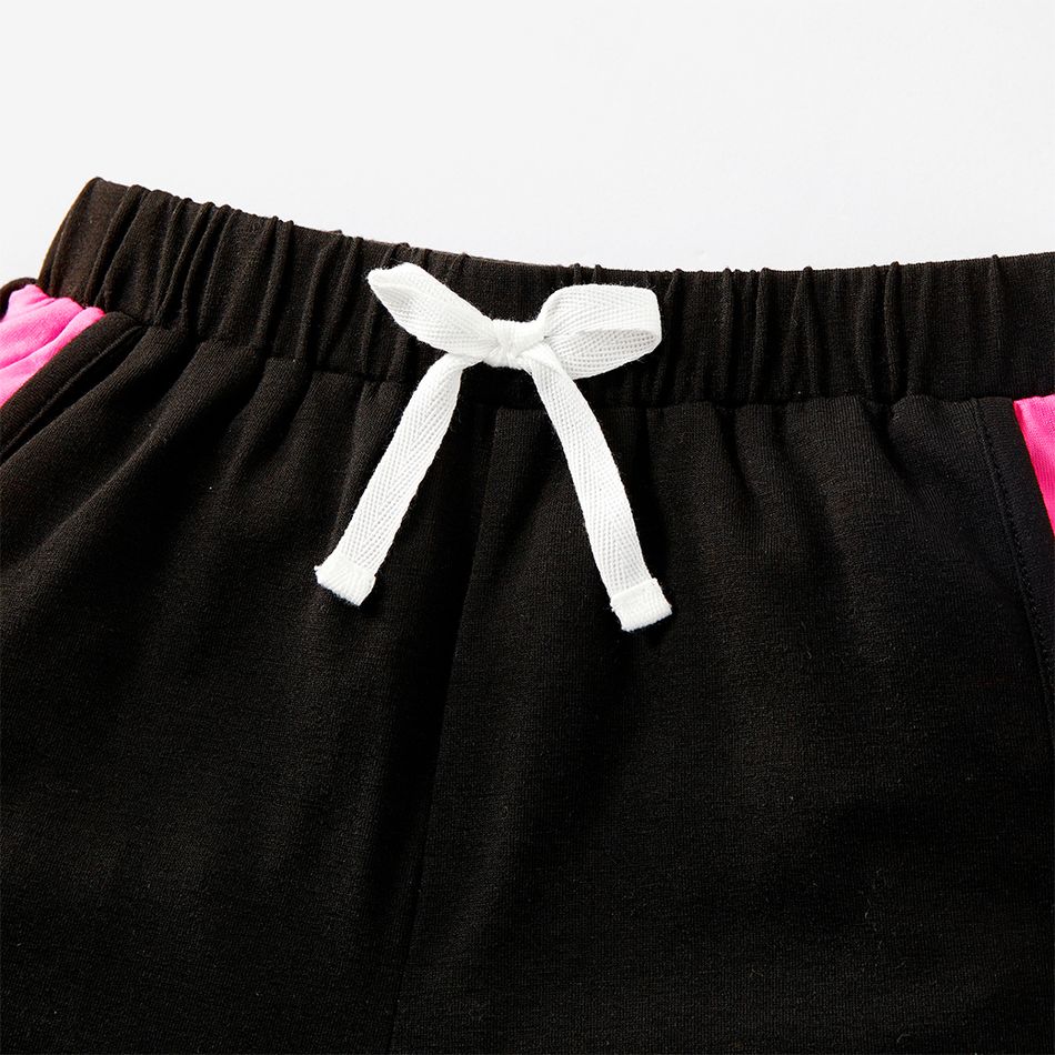 2pcs Kid Girl Letter Print Camisole and Colorblock Shorts Sporty Set Pink big image 4