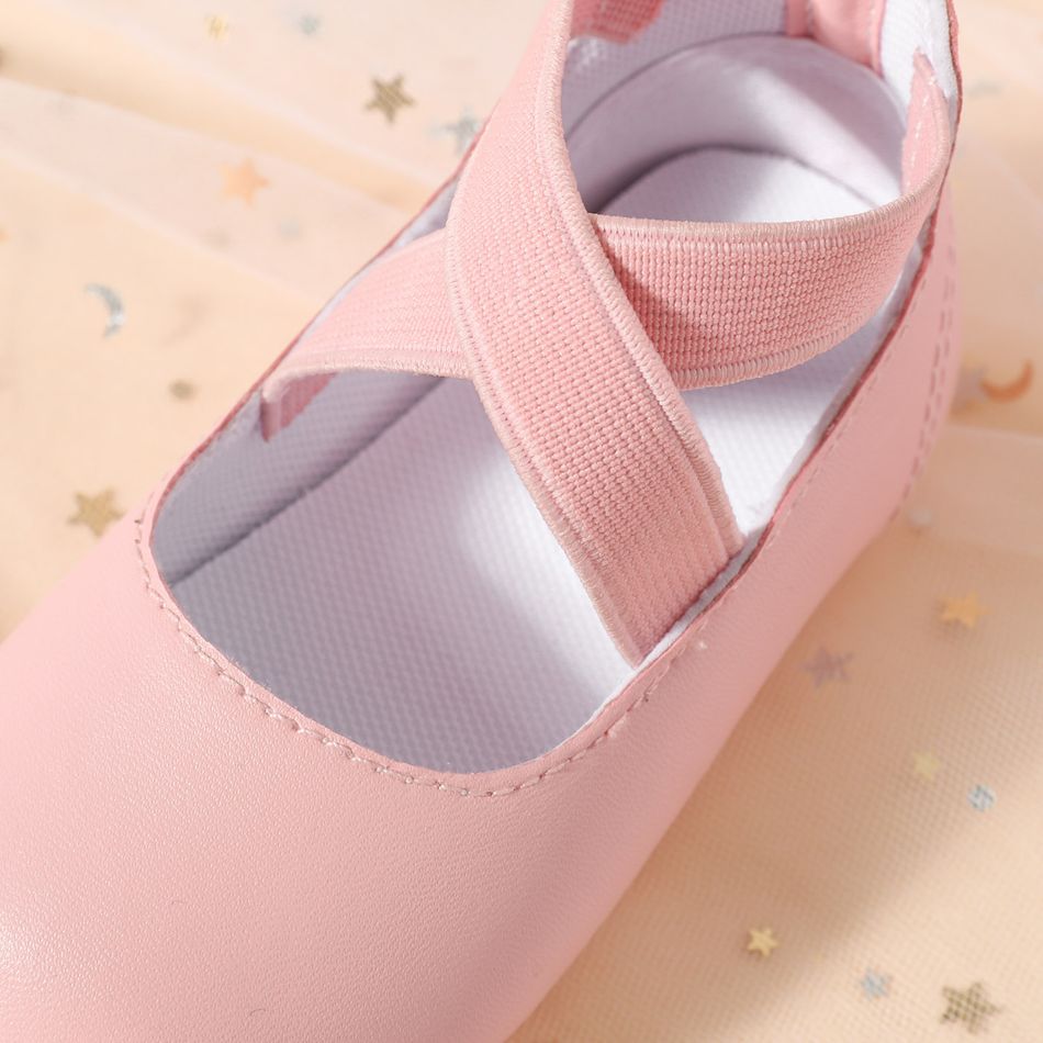 Baby / Toddler Crisscross Elastic Strap Pink Prewalker Shoes Pink big image 4