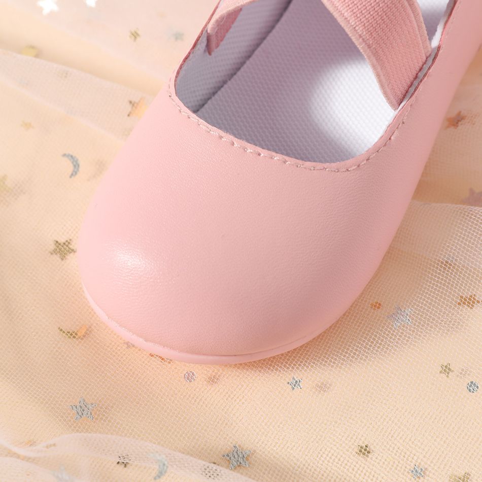 Baby / Toddler Crisscross Elastic Strap Pink Prewalker Shoes Pink big image 3