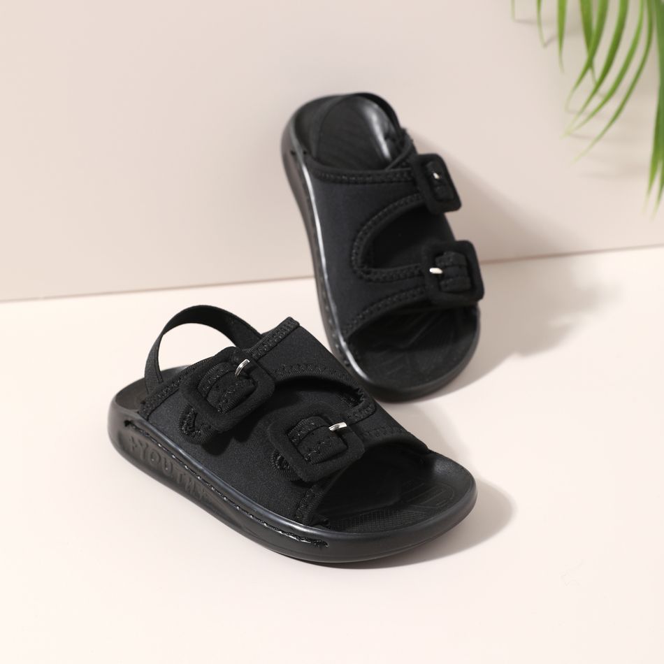 Toddler / Kid Black Buckle Velcro Non-slip Soft Sole Sandals Black big image 2