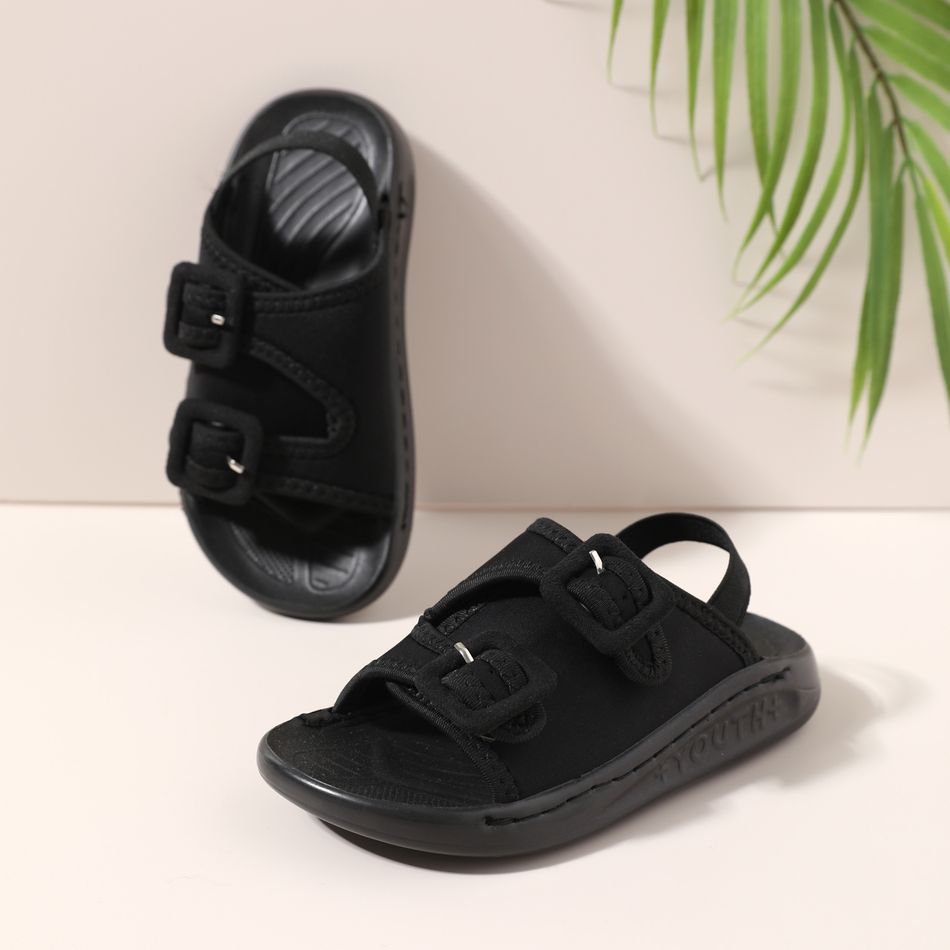 Toddler / Kid Black Buckle Velcro Non-slip Soft Sole Sandals Black