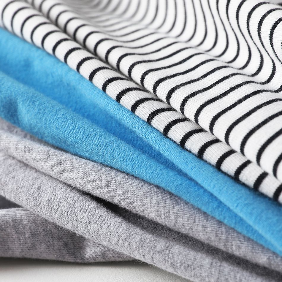3-Pack Baby Cotton Solid Color  & Striped Romper Jumpsuit Pants Set Multi-color big image 2