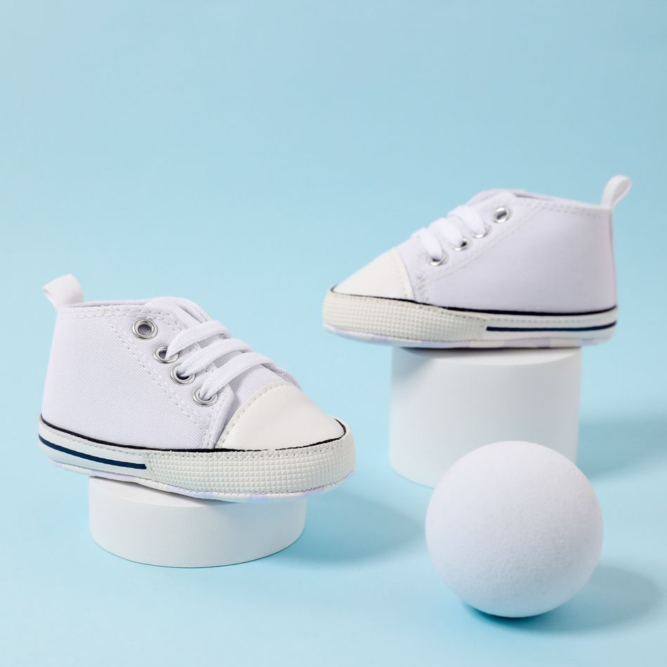 Baby / Toddler Simple Solid Lace Up Prewalker Shoes White big image 2