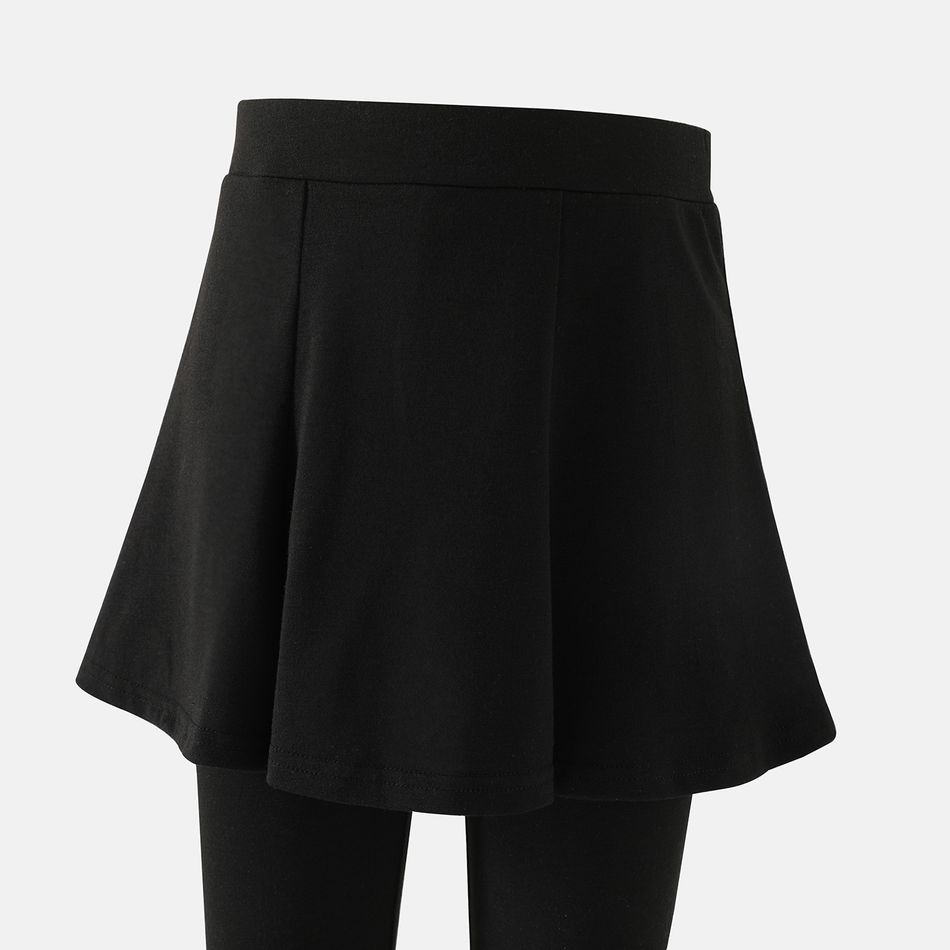 Kid Girl Solid Color Faux-two Skirt Leggings Shorts Black big image 4
