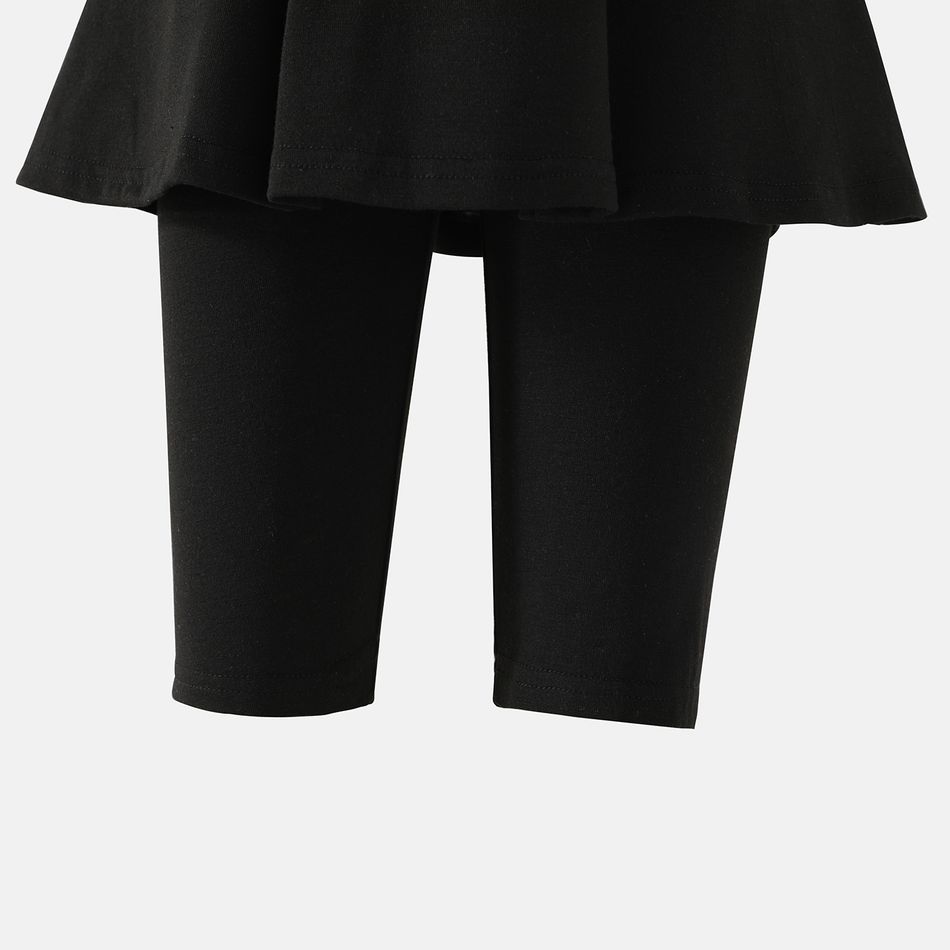 Kid Girl Solid Color Faux-two Skirt Leggings Shorts Black big image 5