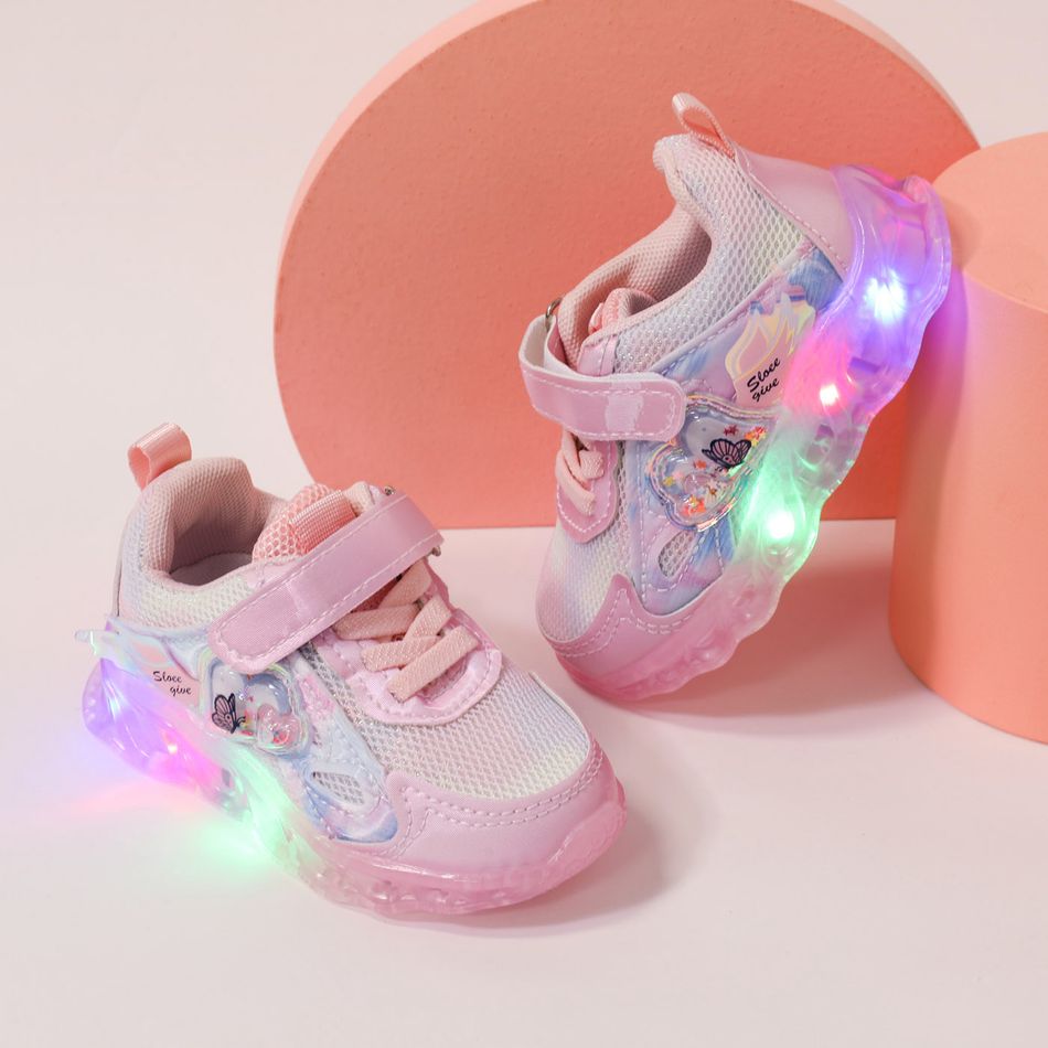 شبكة led أحذية رياضية للأطفال الصغار زهري
