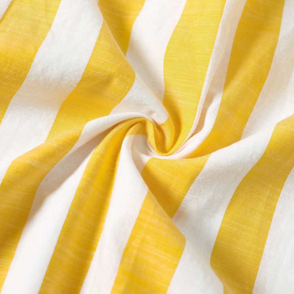 Family Matching Yellow Striped Cami Dresses and Short-sleeve Tops Sets yellowwhite big image 16
