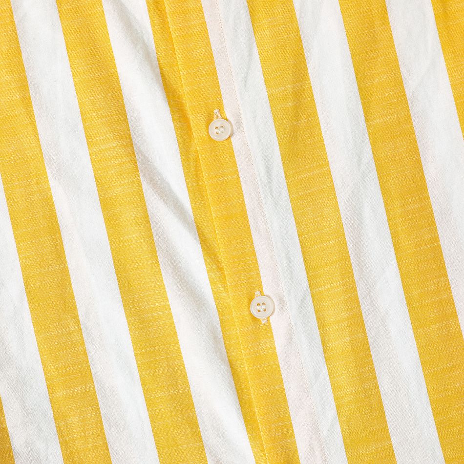 Family Matching Yellow Striped Cami Dresses and Short-sleeve Tops Sets yellowwhite big image 15
