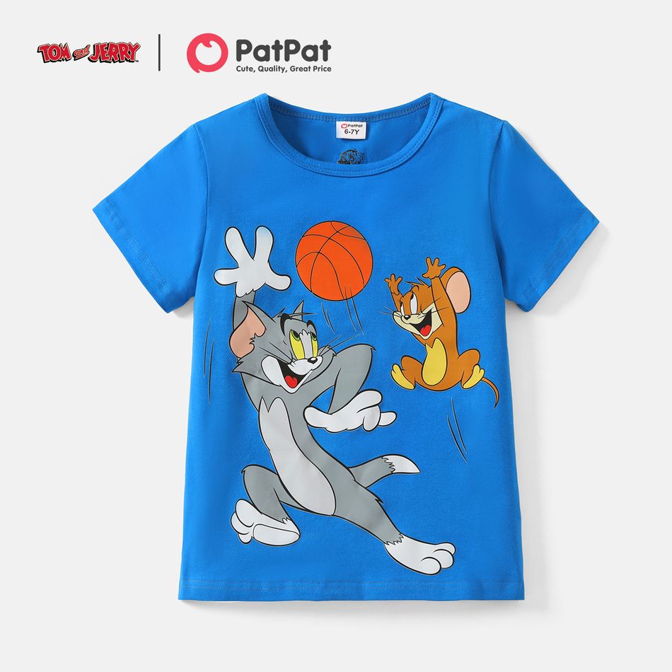 Tom and Jerry Kid Girl 100% Cotton Ball Print Short-sleeve Tee Blue