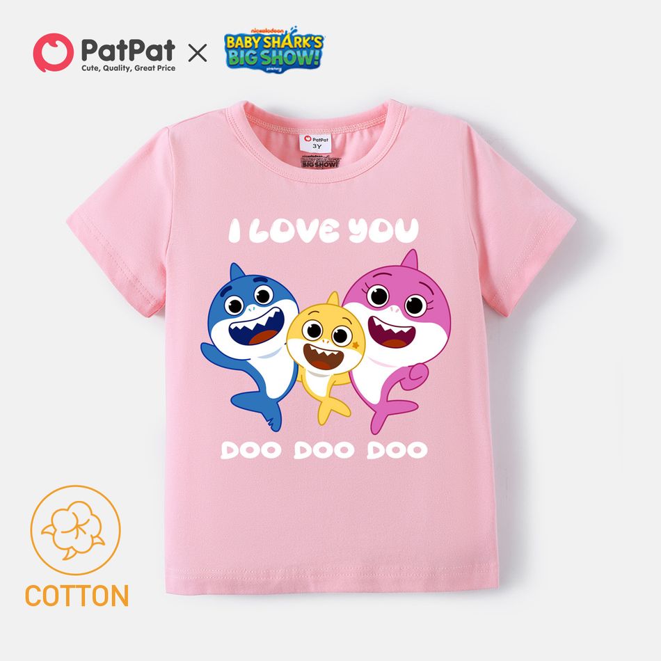 Baby Shark Big Show Shark Family Doo Doo Doo Cotton Short-sleeve Tee Pink