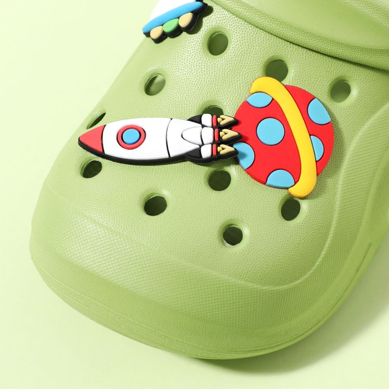Toddler / Kid Space Astronaut Graphic Hollow Out Vent Clogs Light Green big image 4