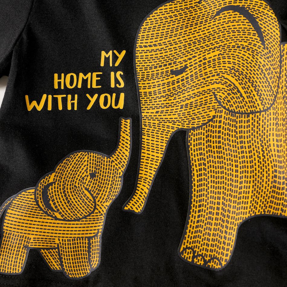 2pcs Baby Boy Cartoon Elephant Print Short-sleeve T-shirt and Shorts Set Ginger-2 big image 4