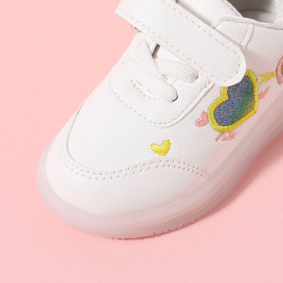 Toddler Glitter Heart Graphic LED Sneakers White big image 3