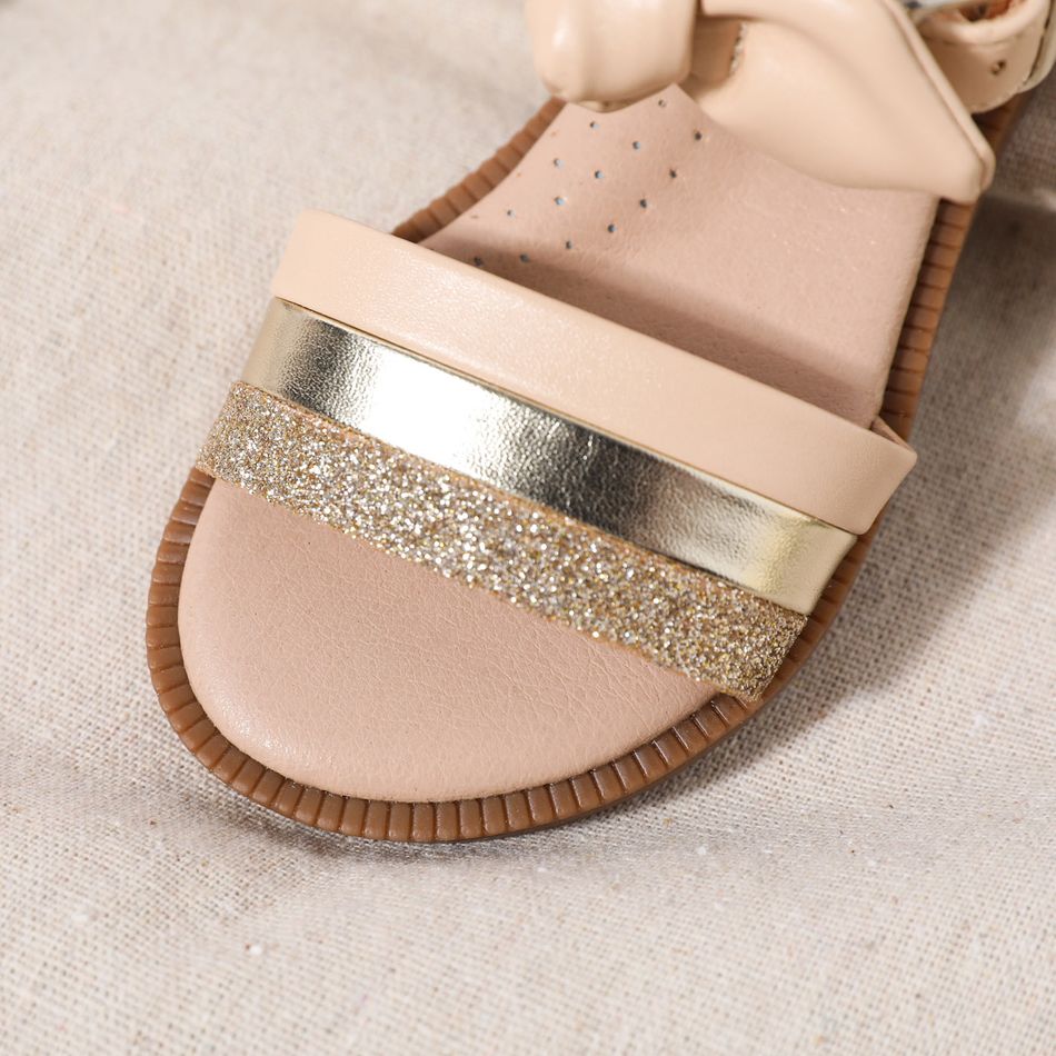Toddler Bow Decor Glitter Colorblock Sandals Apricot big image 3