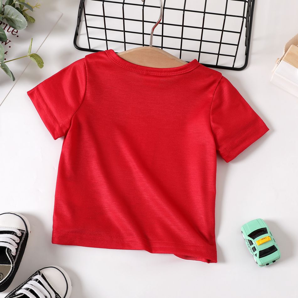 Baby Boy Letter Print Colorblock Short-sleeve T-shirt Red big image 2