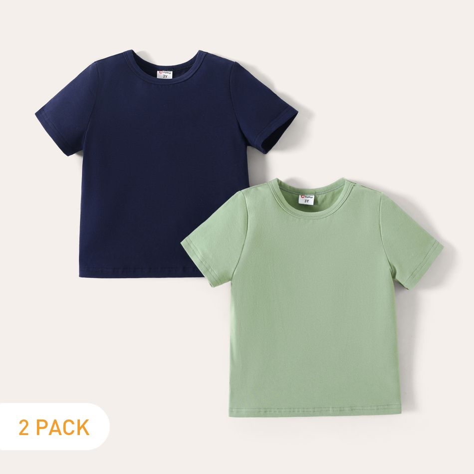 2-Pack Toddler Boy Basic Solid Color Short-sleeve Cotton Tee MultiColour