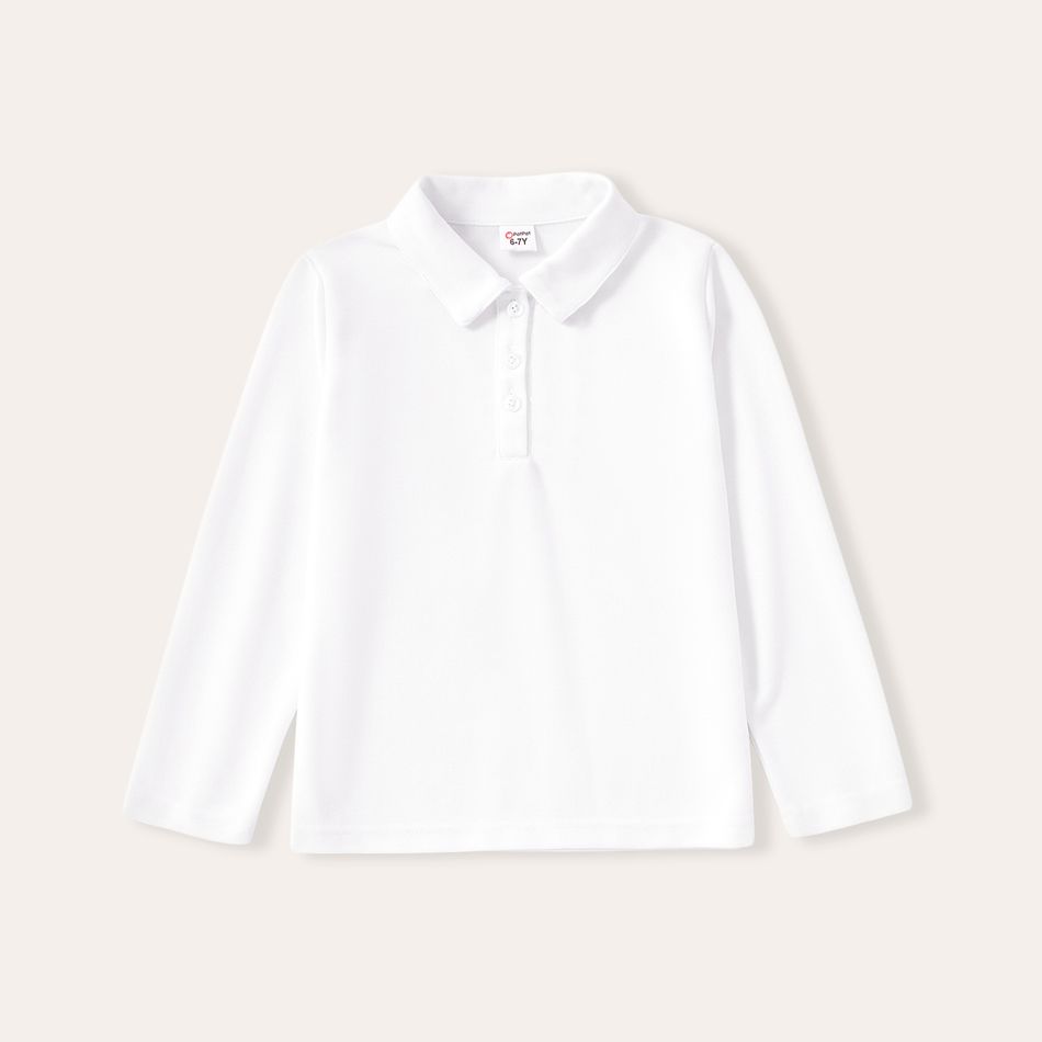 2-pack/1-pack Kid Boy/Kid Girl Long-sleeve Uniform Pique Polo Shirt White big image 1