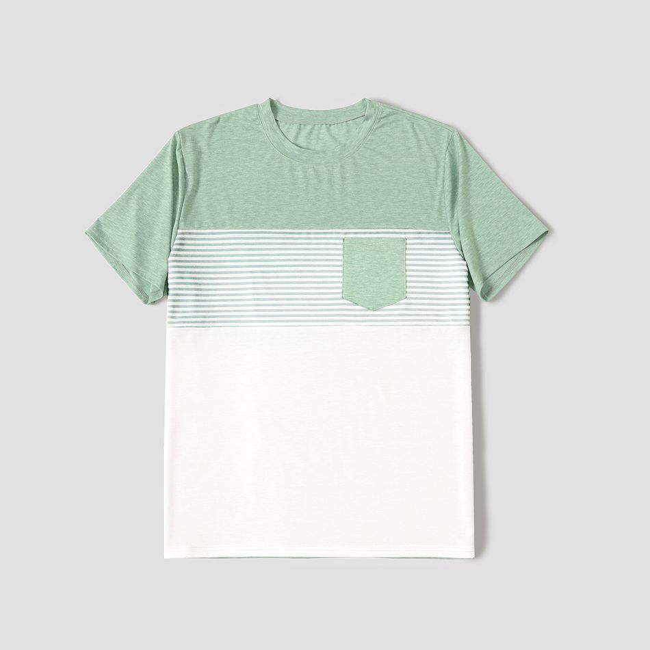 Family Matching Green Short-sleeve Tulip-Hem Dresses and Colorblock T-shirts Sets Mint Green big image 14