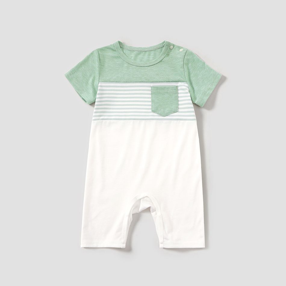 Family Matching Green Short-sleeve Tulip-Hem Dresses and Colorblock T-shirts Sets Mint Green big image 19