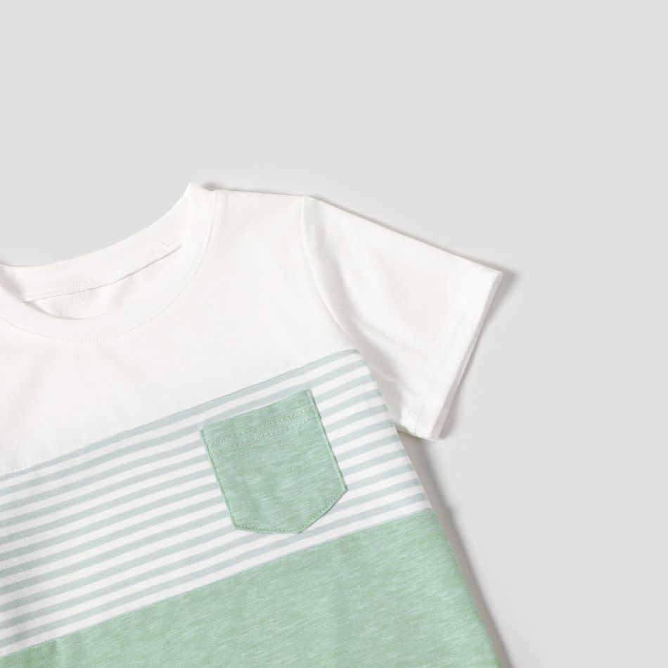 Family Matching Green Short-sleeve Tulip-Hem Dresses and Colorblock T-shirts Sets Mint Green big image 18