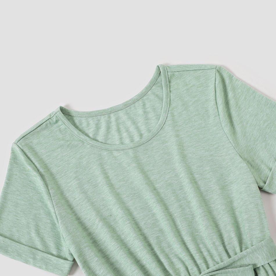 Family Matching Green Short-sleeve Tulip-Hem Dresses and Colorblock T-shirts Sets Mint Green big image 9