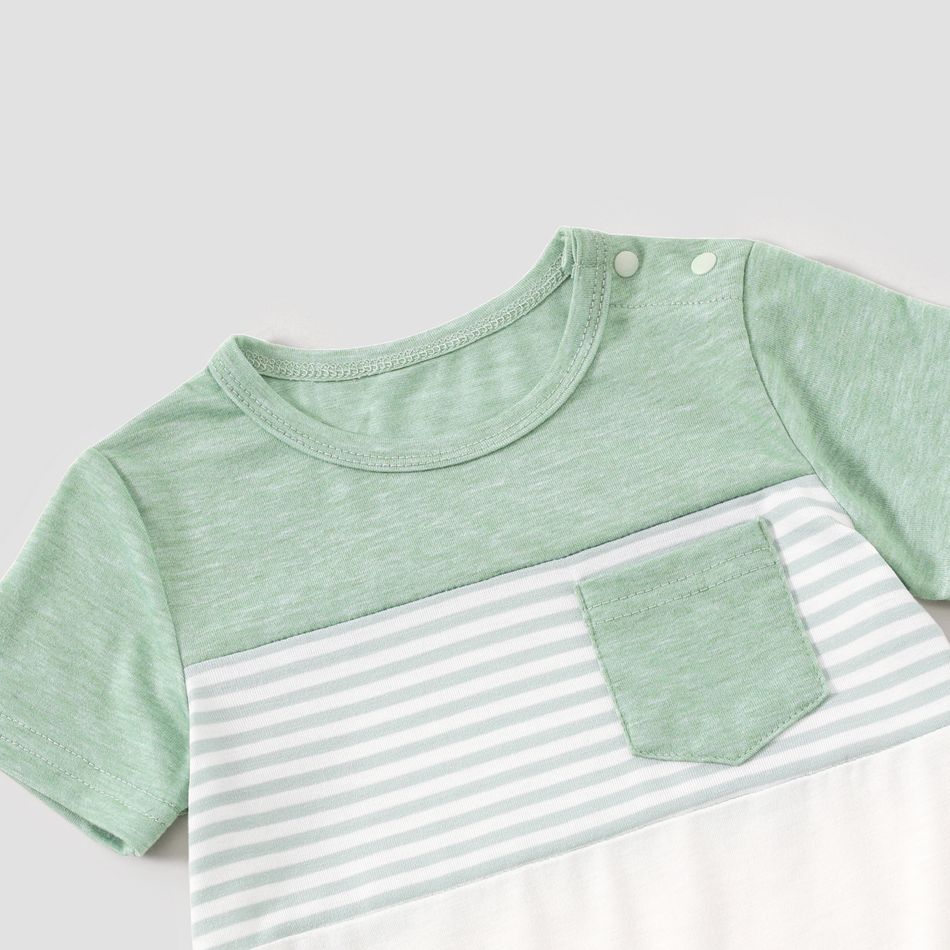 Family Matching Green Short-sleeve Tulip-Hem Dresses and Colorblock T-shirts Sets Mint Green big image 20