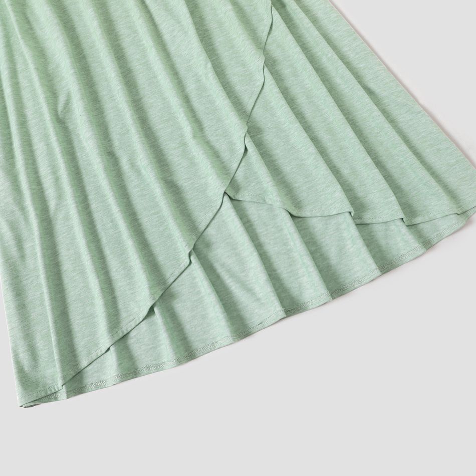 Family Matching Green Short-sleeve Tulip-Hem Dresses and Colorblock T-shirts Sets Mint Green big image 11