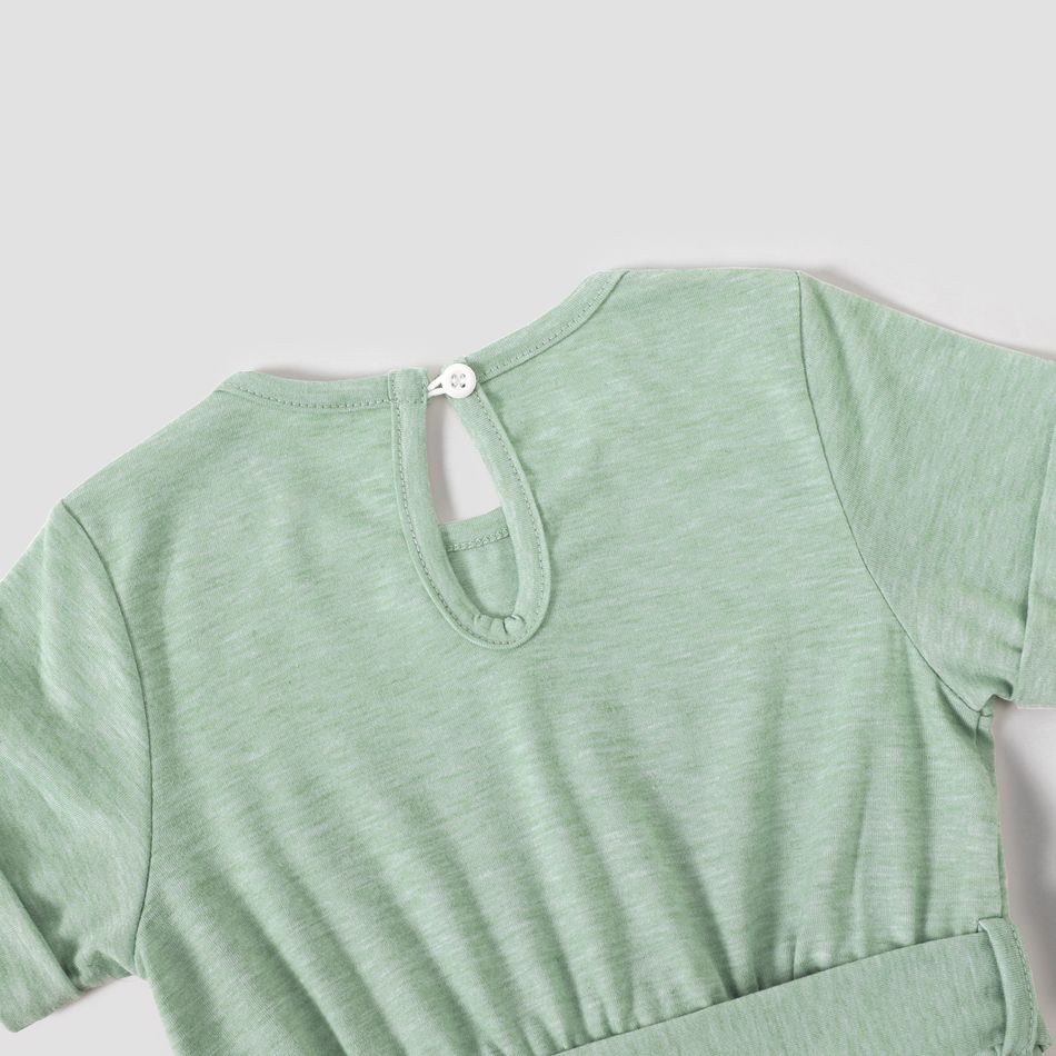 Family Matching Green Short-sleeve Tulip-Hem Dresses and Colorblock T-shirts Sets Mint Green big image 13