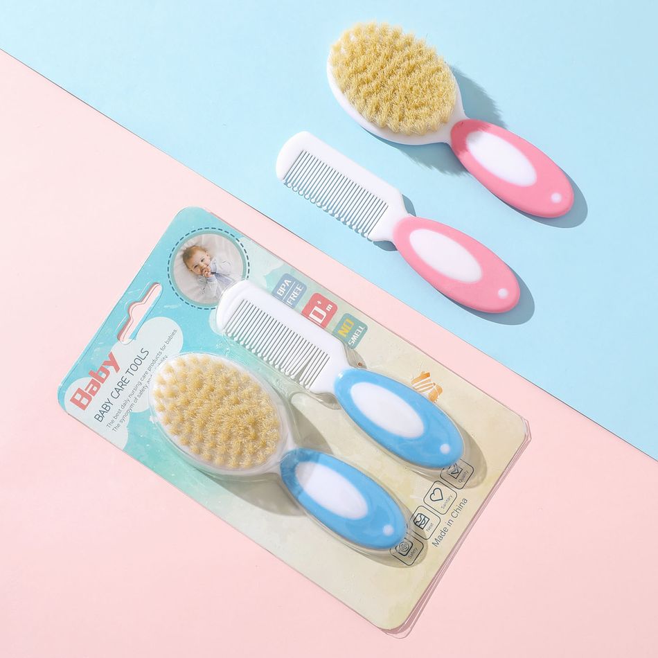 Safety Baby Hair Brush & Comb Set Newborn Wash Hair Massage Scalp Brush Cleaning Care Blue big image 10