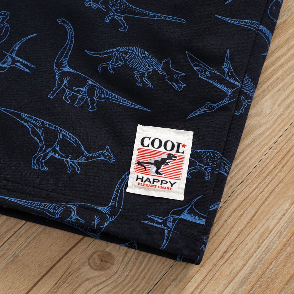 Shorts elástico bordado com estampa de dinossauro animal menino menino Azul Real big image 4