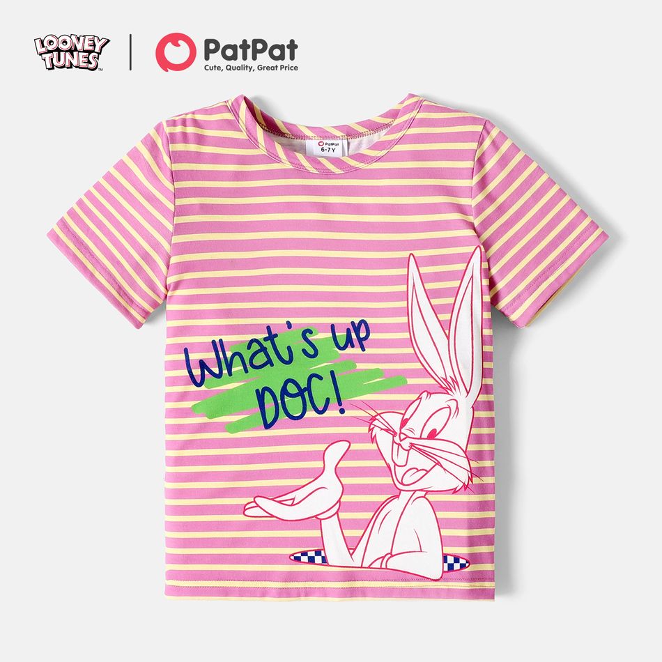 Looney Tunes Kid Boy/Kid Girl Stripe Letter Print Short-sleeve Tee COLOREDSTRIPES
