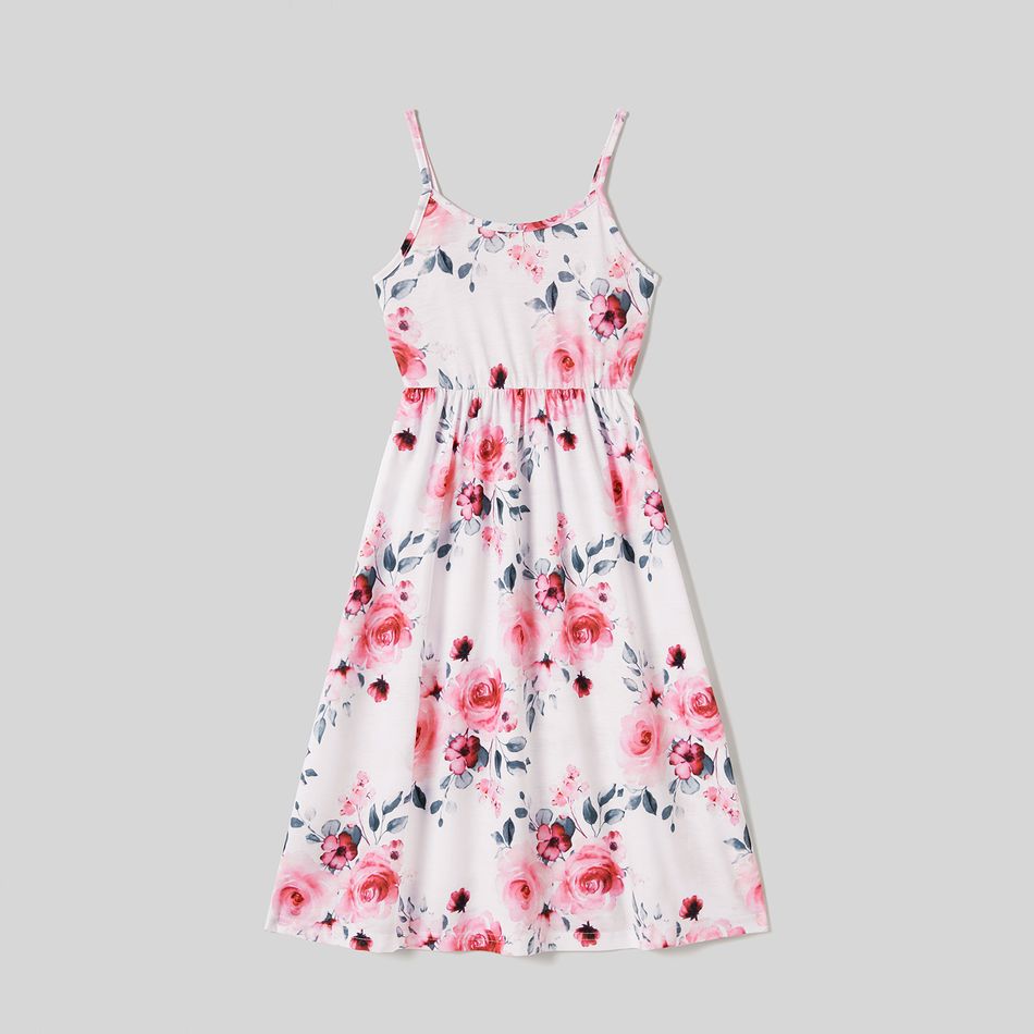 Mommy and Me Floral Print Sling Maxi Dresses White big image 5
