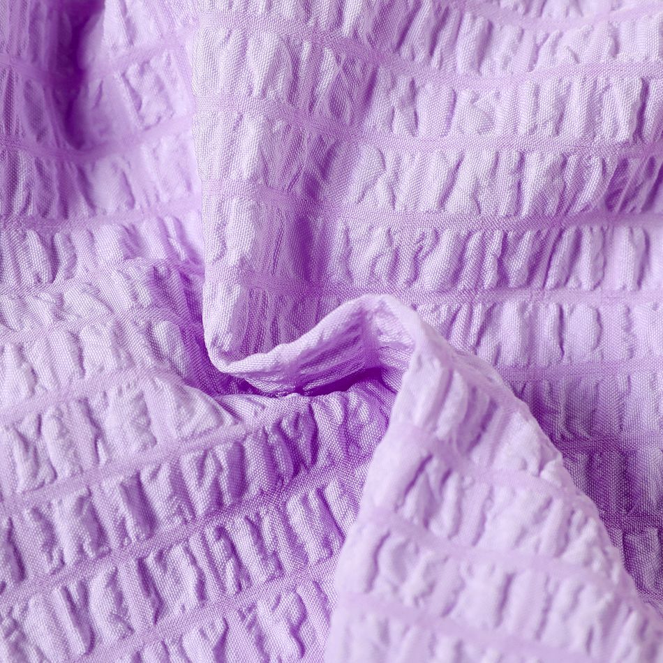 Kid Girl Textured Bowknot Design Purple Slip Rompers Light Purple big image 4