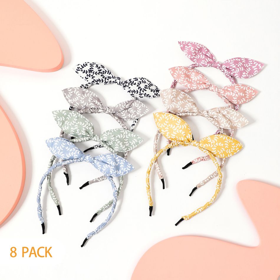 8-pack Bow Decor Leaf Pattern Headband for Girls Multi-color big image 6