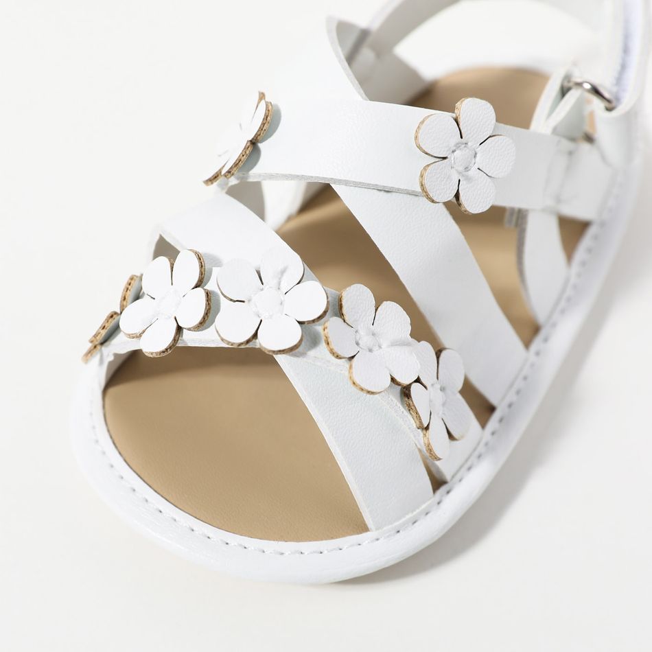 Baby / Toddler Floral Decor White Sandals Prewalker Shoes White big image 3