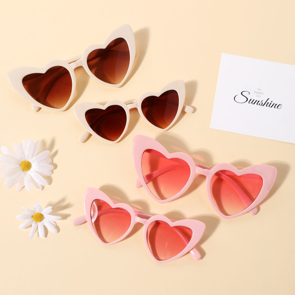 Óculos decorativos com moldura de coração de pêssego para mãe e para mim (com bolsa de óculos) Rosa big image 2