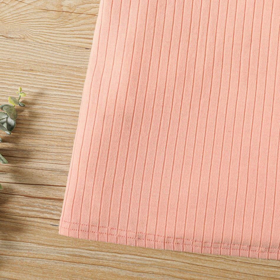 Toddler Girl Basic Solid Color Ribbed Split Neck Sleeveless Dress pink big image 6