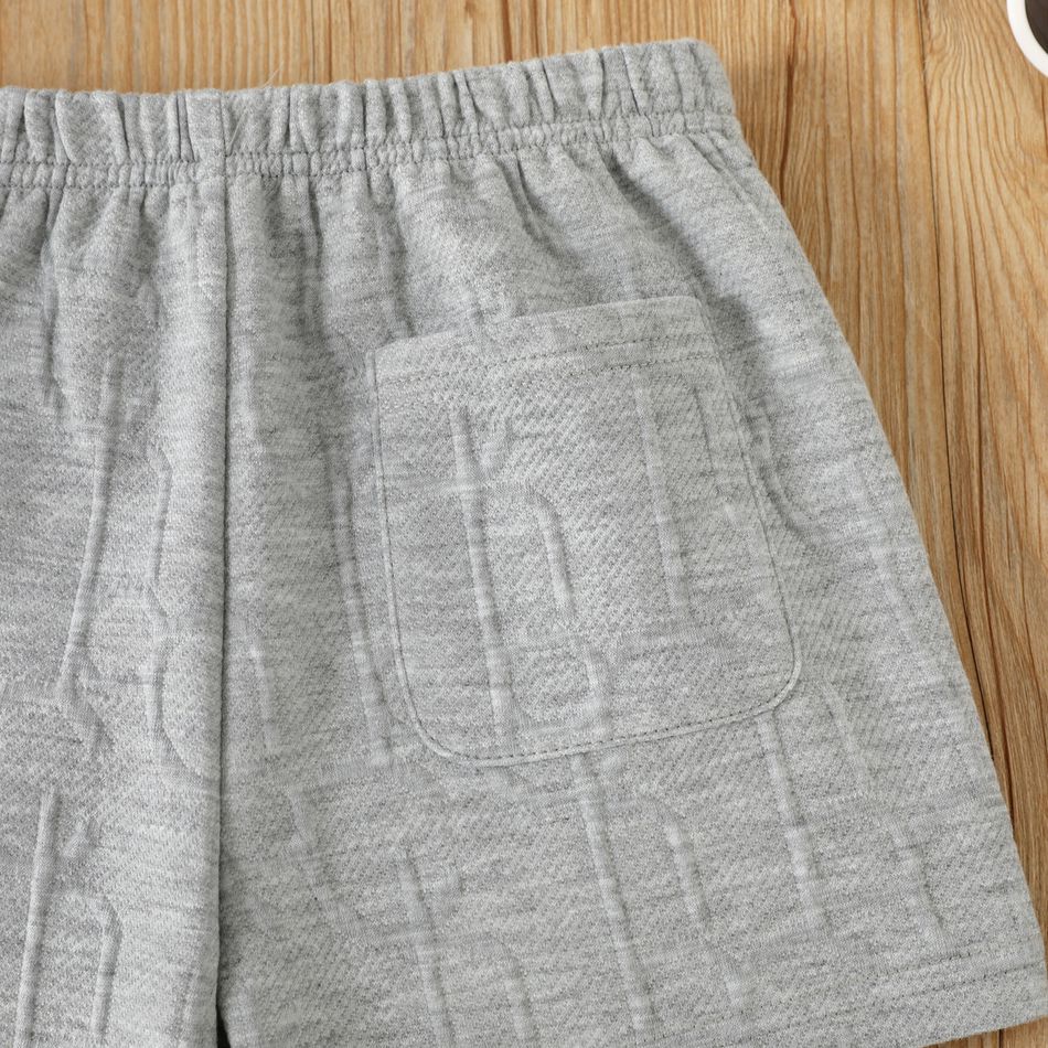 Toddler Boy Basic Solid Color Textured Elasticized Shorts Grey big image 5