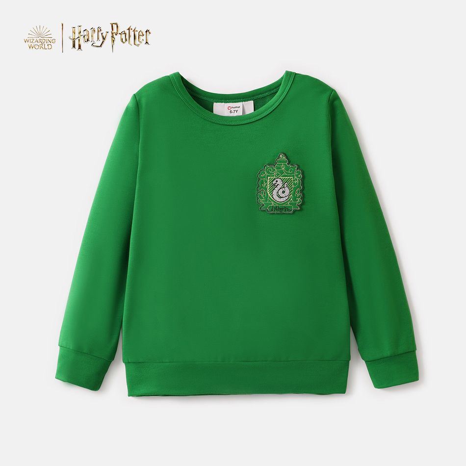 Harry Potter Kid Boy/Kid Girl Embroidered Patch Pullover Sweatshirt Green