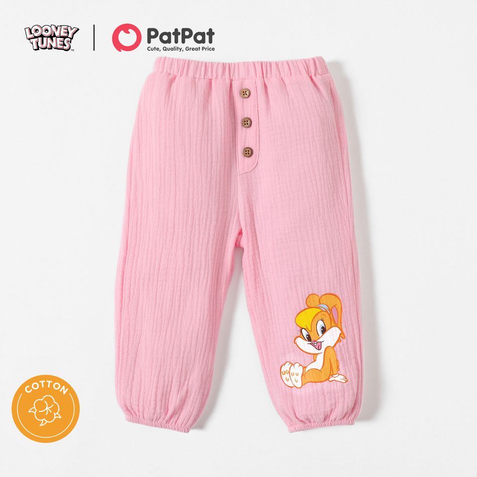 Looney Tunes 100% Cotton Baby Boy/Girl Front Button Cartoon Print Pants Pink
