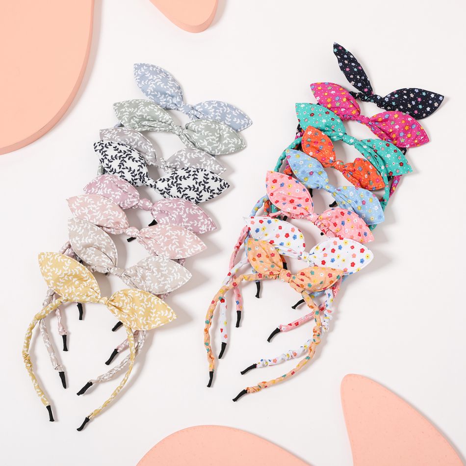 8-pack Bow Decor Leaf Pattern Headband for Girls Multi-color big image 7