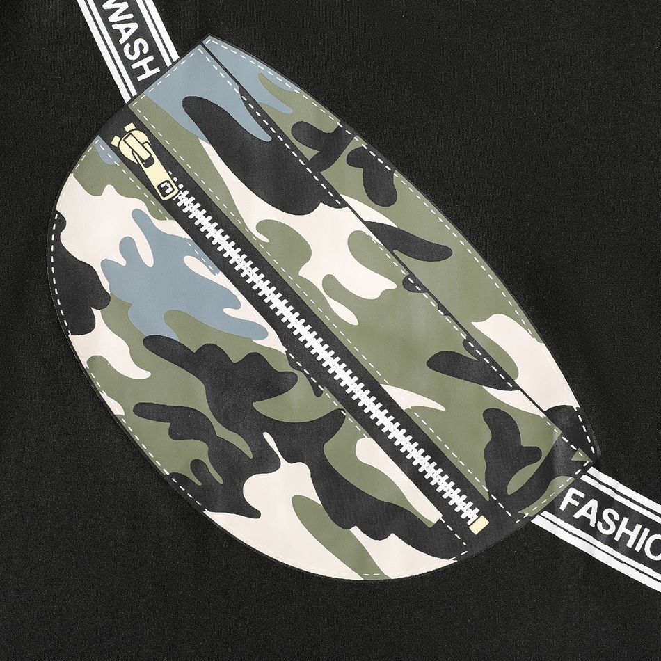 2pcs Kid Boy Camouflage Bag Print Short-sleeve Tee and Shorts Set Black big image 4