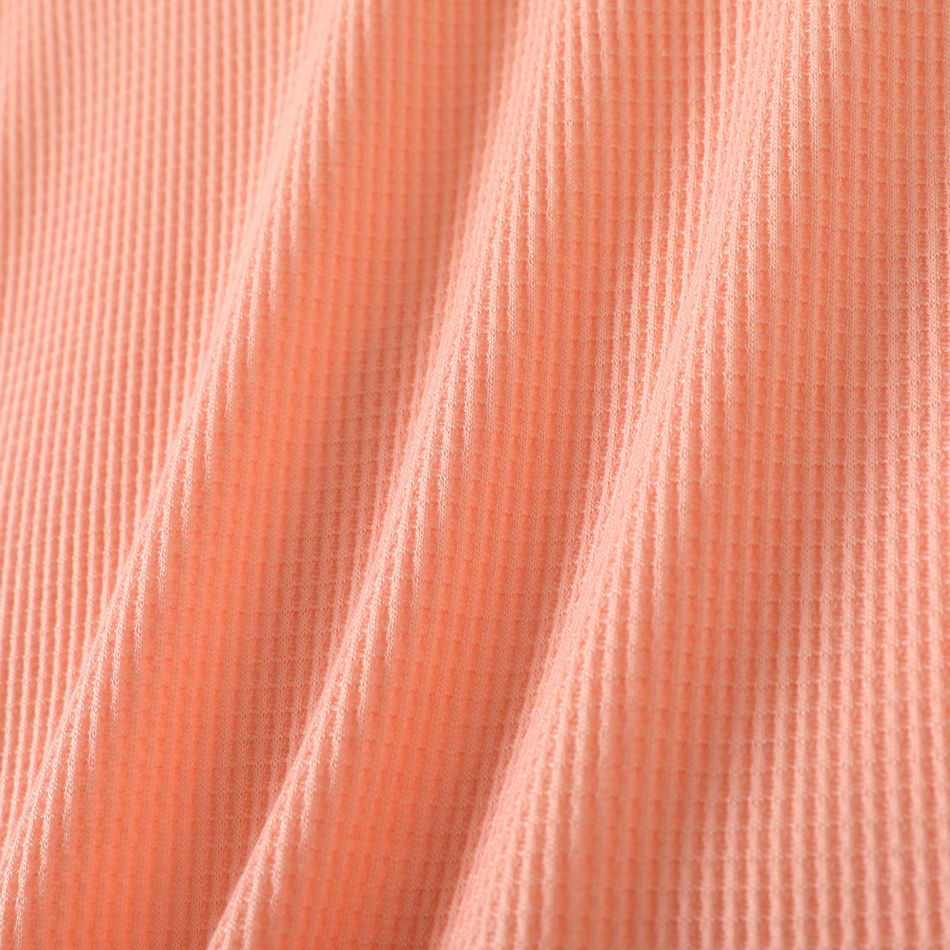 Kid Girl Basic Solid Color Waffle Long-sleeve Tee Pink