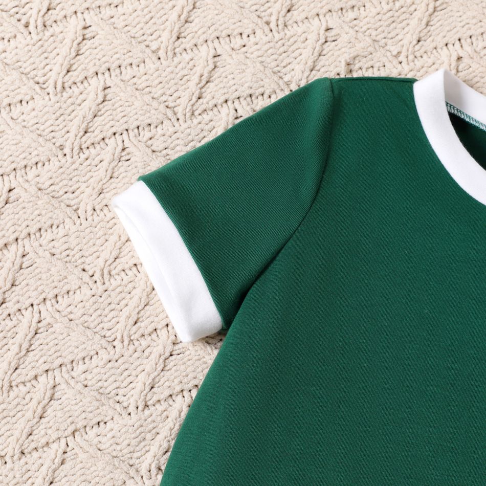 2 unidades Criança Menino Costuras de tecido Avant-garde conjuntos de camisetas verde escuro big image 5