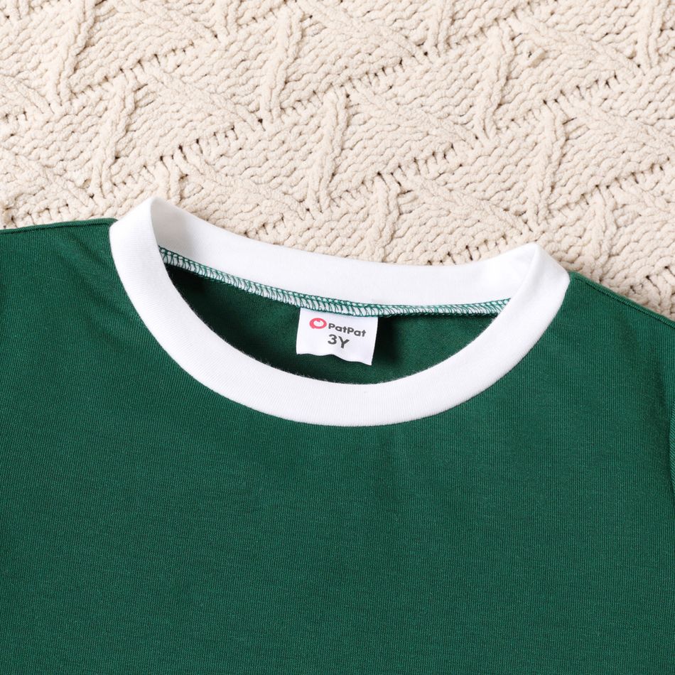 2 unidades Criança Menino Costuras de tecido Avant-garde conjuntos de camisetas verde escuro big image 4