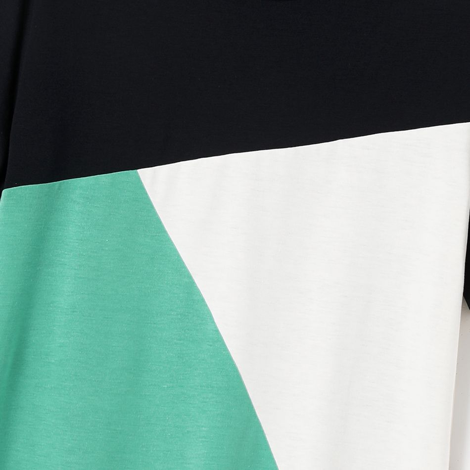Family Matching Allover Geo Print Halter Neck Belted Dresses and Colorblock Short-sleeve T-shirts Sets Multi-color big image 13