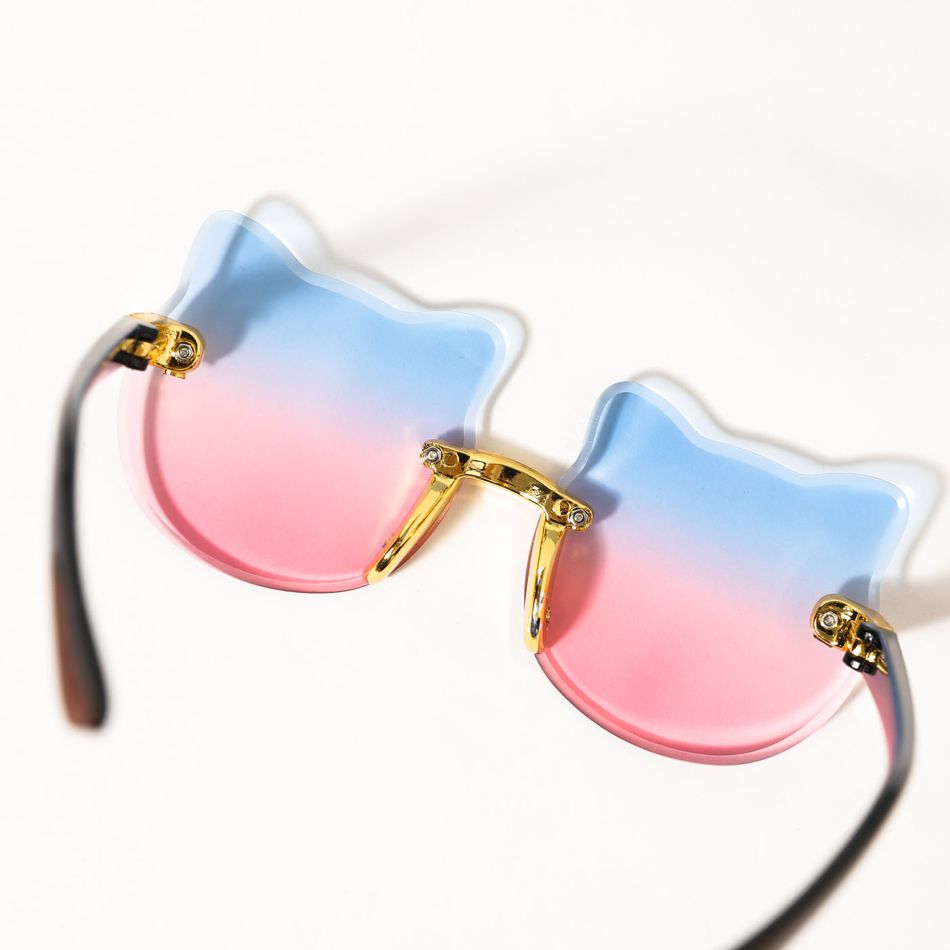 Óculos decorativos sem aro em forma de gato de desenho infantil (com estojo de óculos) Azul big image 2